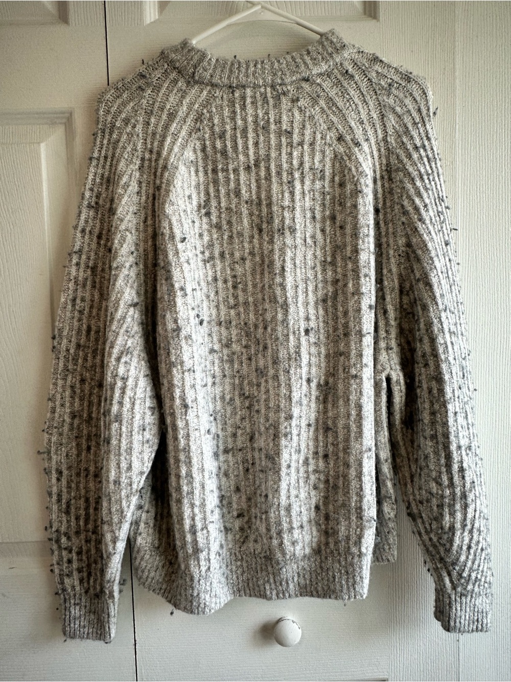 Madewell Donegal & Northfield Mockneck Cream Speckle Sweater Cotton & Wool Blend - Picture 3 of 6